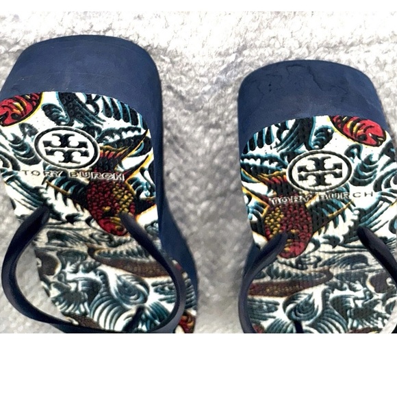Tory Burch Multicolor Fish Pattern Flip Flops unknown size - Picture 2 of 12
